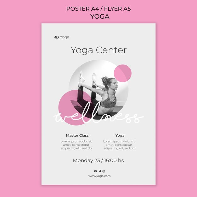 Modello di poster per lezioni di yoga