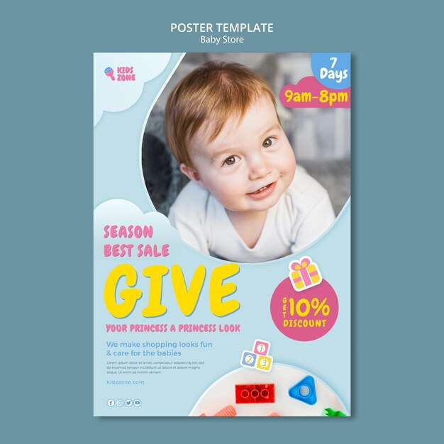 Modello di poster per negozi di bambini