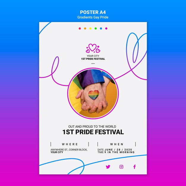 Modello di poster per orgoglio lgbt
