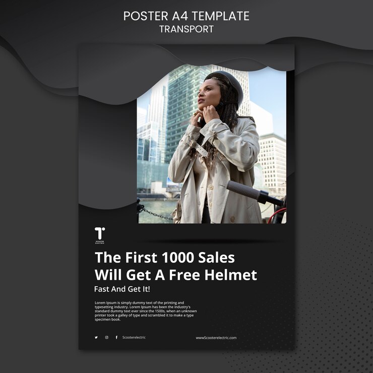 PSD gratuito modello di poster per scooter