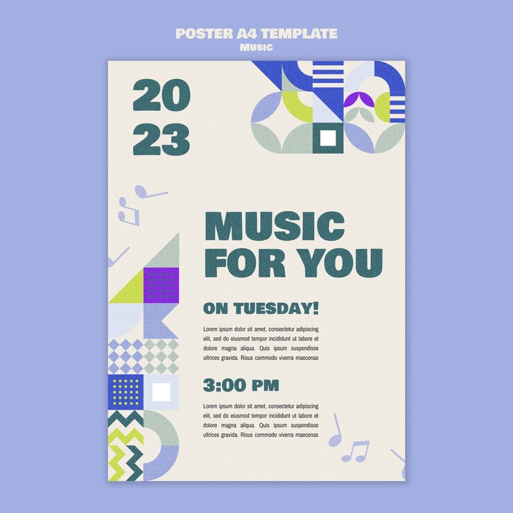 PSD gratuito modello di poster per spettacoli musicali di design piatto