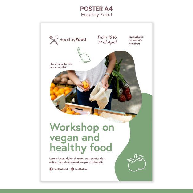 Modello di poster per workshop di cibo vegano