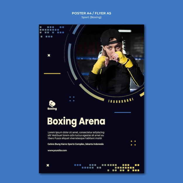 Modello di poster pubblicitario di boxe