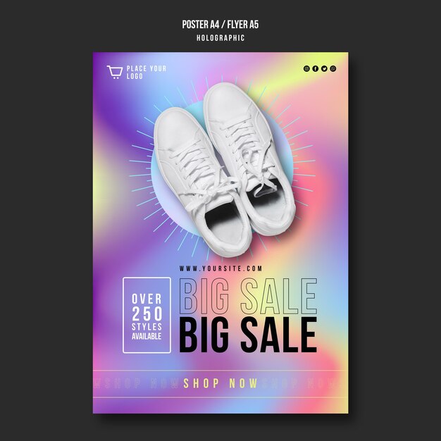 Modello di poster pubblicitario di vendita di scarpe da ginnastica