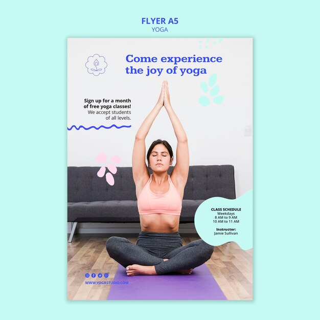 Modello di poster pubblicitario di yoga