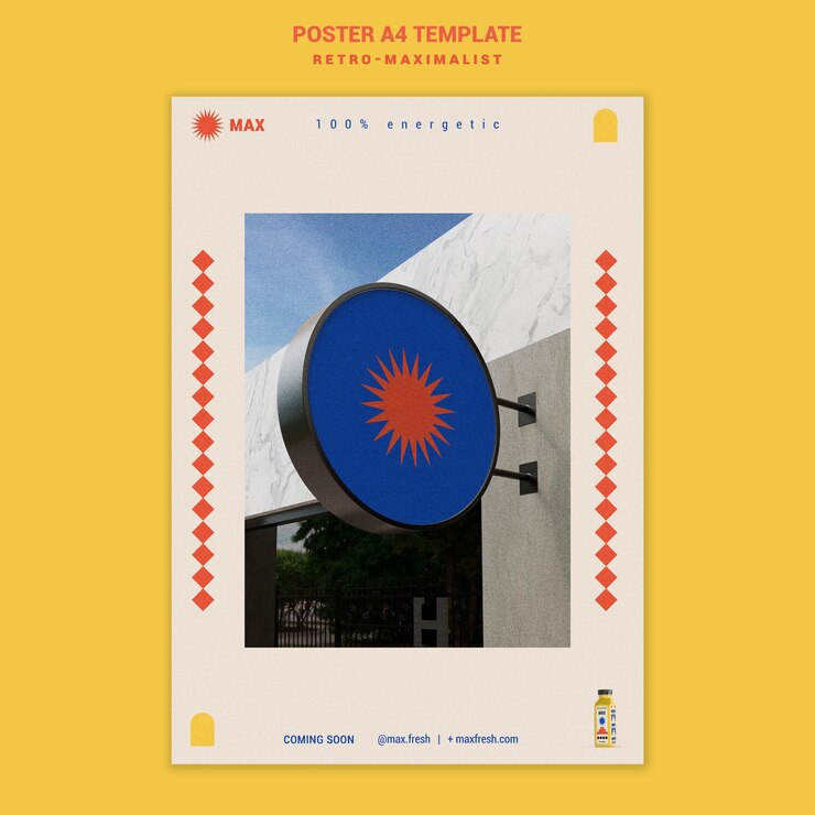 PSD gratuito modello di poster retrò-massimalista