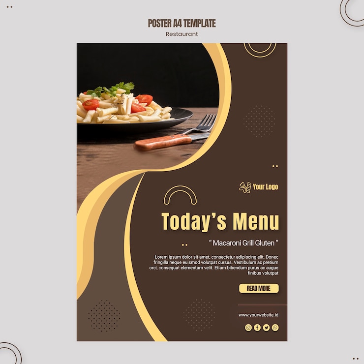 PSD gratuito modello di poster ristorante pasta