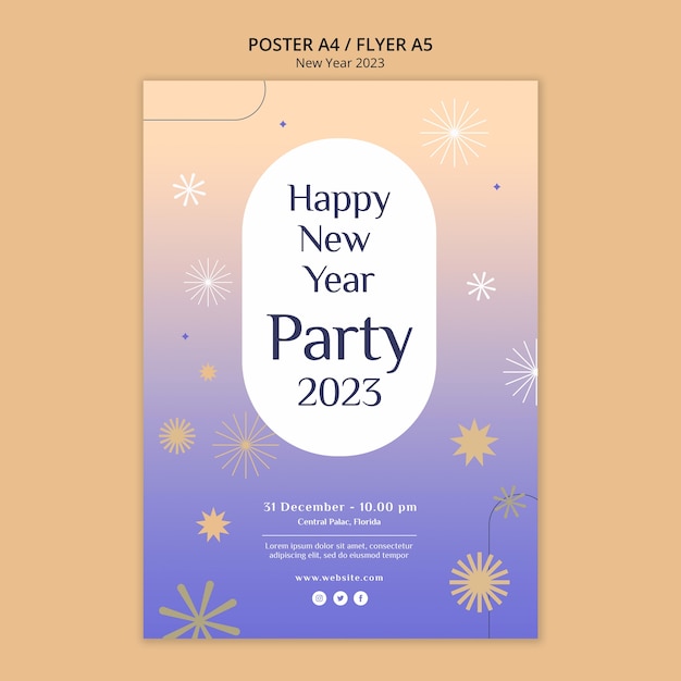 Modello di poster sfumato per il nuovo anno 2023