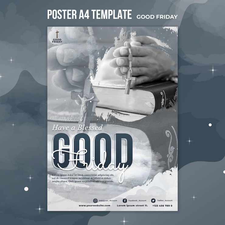PSD gratuito modello di poster sociale di buon venerdì