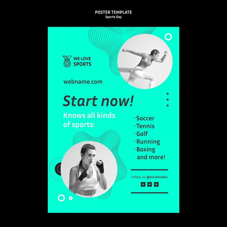 PSD gratuito modello di poster sportivo in stile astratto