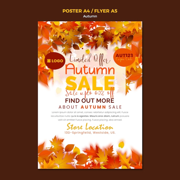 Modello di poster stagione autunnale