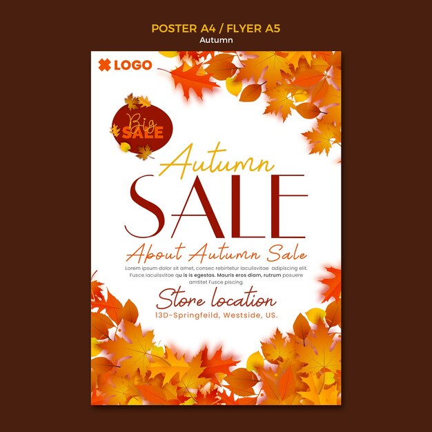 Modello di poster stagione autunnale
