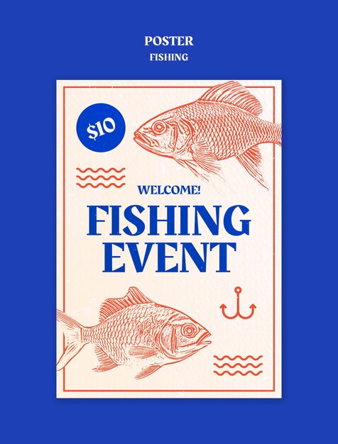 Modello di poster sull'orario di pesca