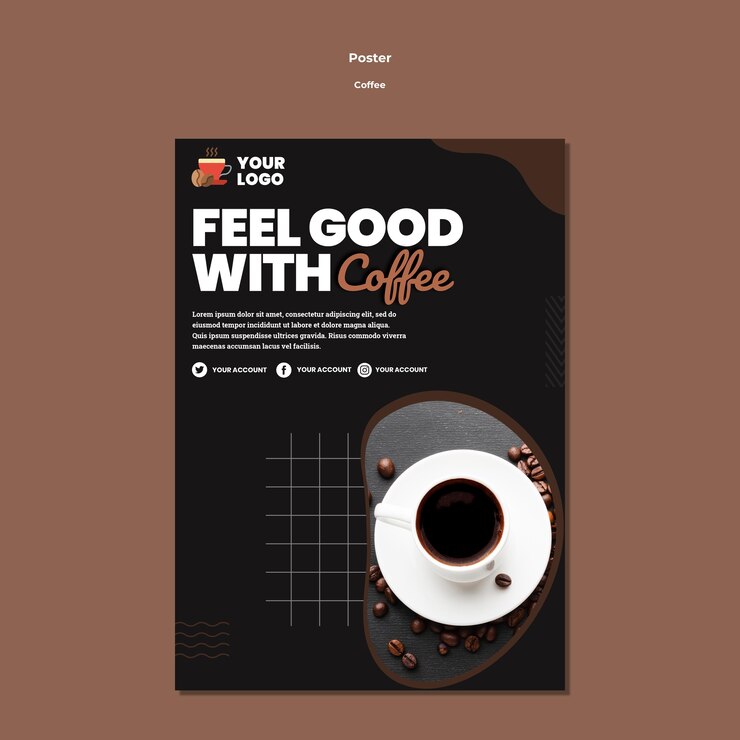 PSD gratuito modello di poster tazza di caffè