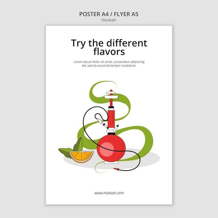 PSD gratuito modello di poster verticale con aromi di narghilè