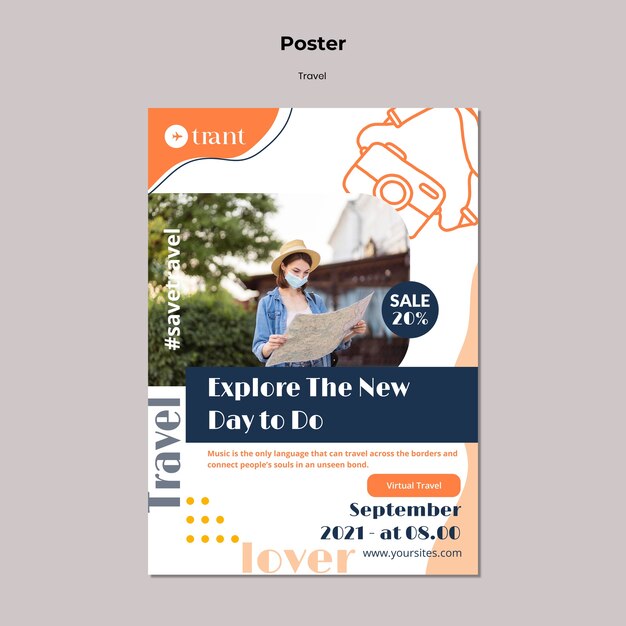Modello di poster verticale da viaggio