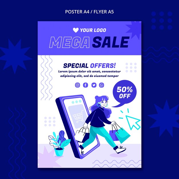 Modello di poster verticale del cyber lunedì