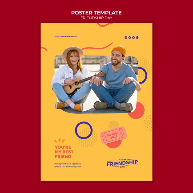 Modello di poster verticale del giorno dell'amicizia con design a cerchi