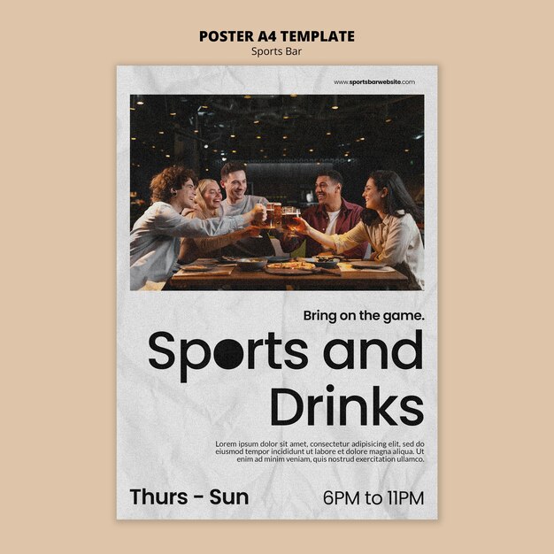 Modello di poster verticale della barra sportiva