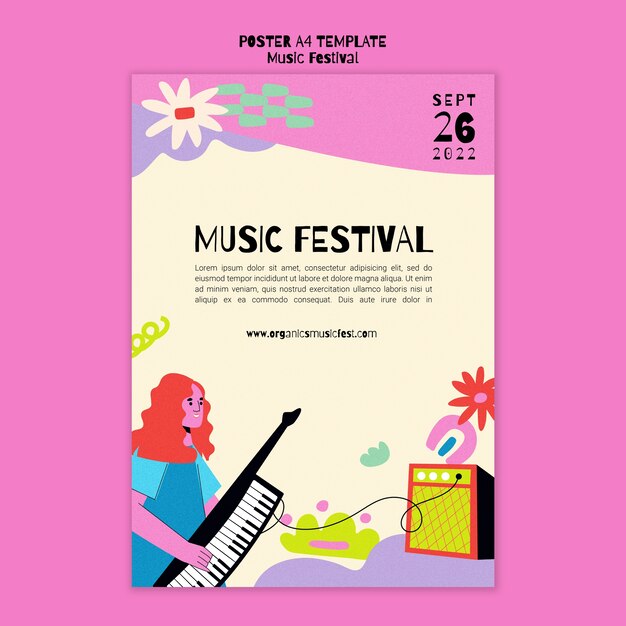 Modello di poster verticale della festa della musica in stile astratto