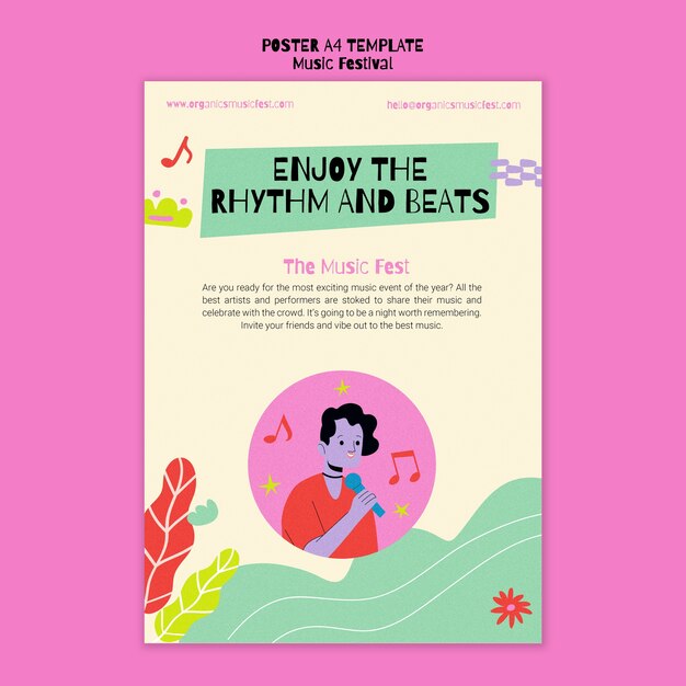 Modello di poster verticale della festa della musica in stile astratto