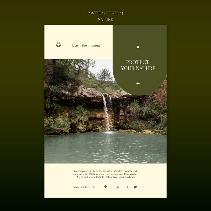 PSD gratuito modello di poster verticale di esplorazione della natura e viaggi all'aperto