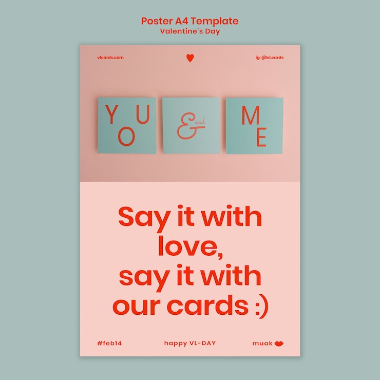 PSD gratuito modello di poster verticale di san valentino