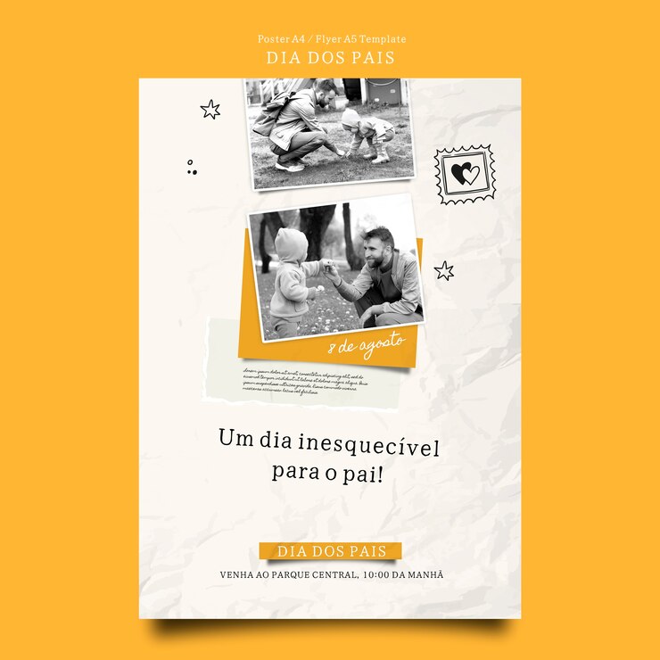 PSD gratuito modello di poster verticale dia dos pais con effetto carta rugosa