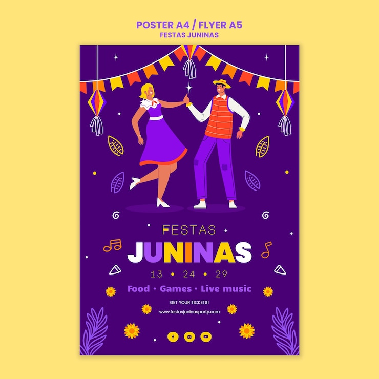 PSD gratuito modello di poster verticale festas juninas