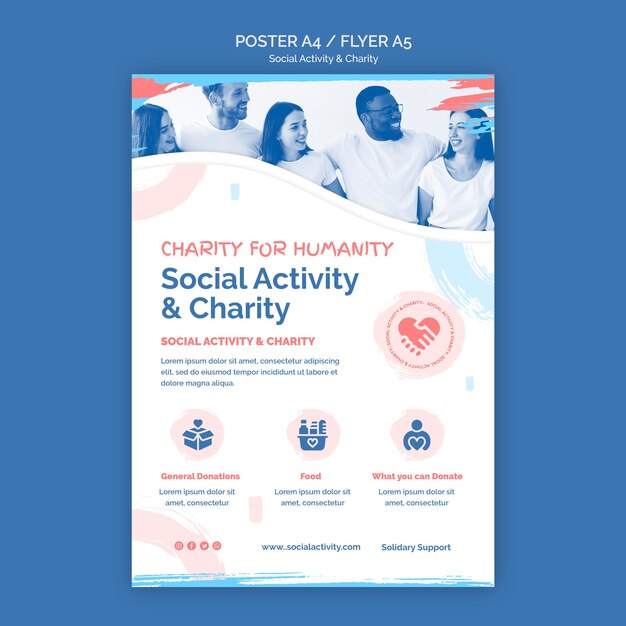 Modello di poster verticale per attività sociali e beneficenza