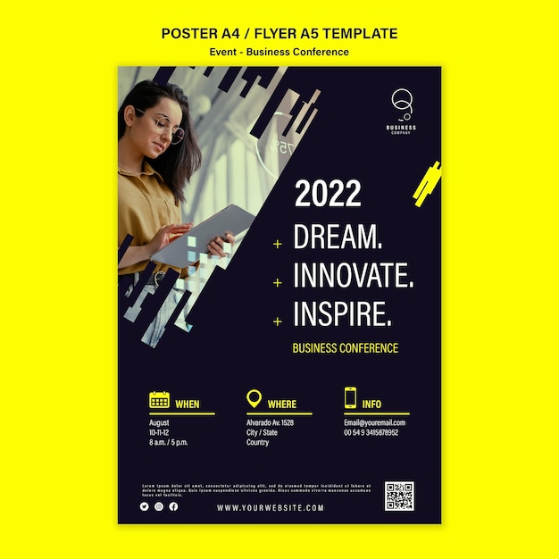 Modello di poster verticale per eventi aziendali professionali