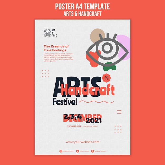 Modello di poster verticale per festival di arti e mestieri