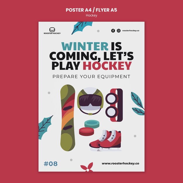 Modello di poster verticale per hockey