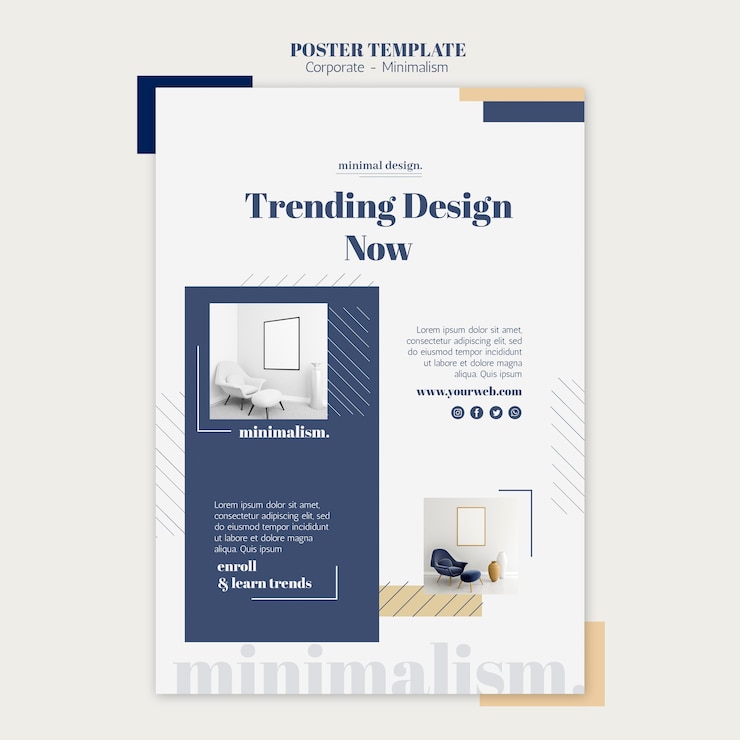 PSD gratuito modello di poster verticale per l'interior design