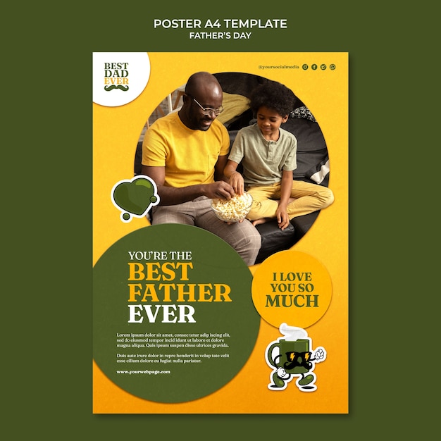 Modello di poster verticale per la celebrazione della Festa del Padre