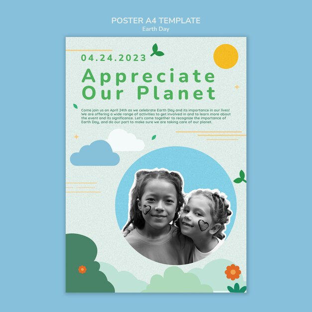 Modello di poster verticale per la celebrazione della Giornata della Terra