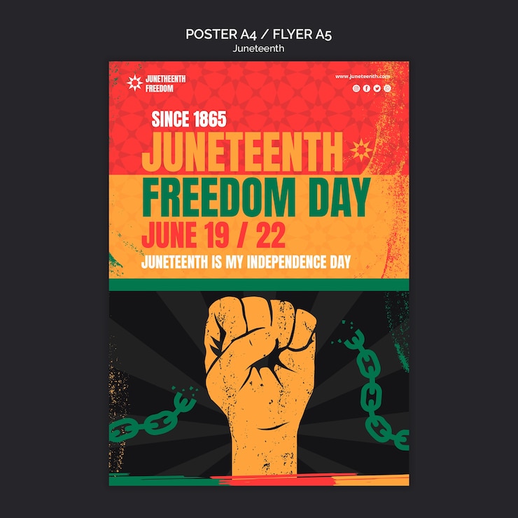 PSD gratuito modello di poster verticale per la celebrazione di juneteenth