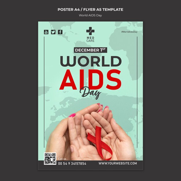 Modello di poster verticale per la Giornata mondiale dell'AIDS