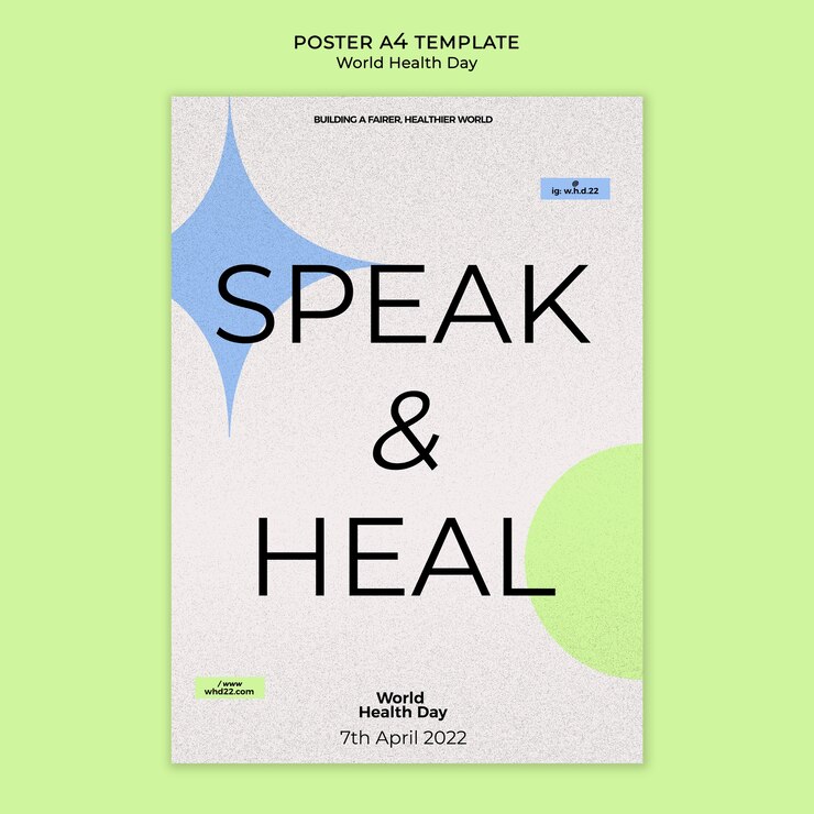 PSD gratuito modello di poster verticale per la giornata mondiale della salute