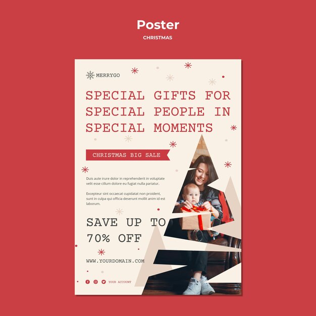 Modello di poster verticale per la vendita di natale