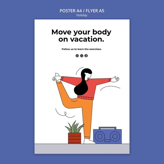 Modello di poster verticale per le vacanze da casa