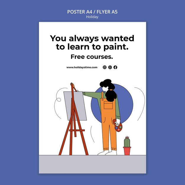 Modello di poster verticale per le vacanze da casa