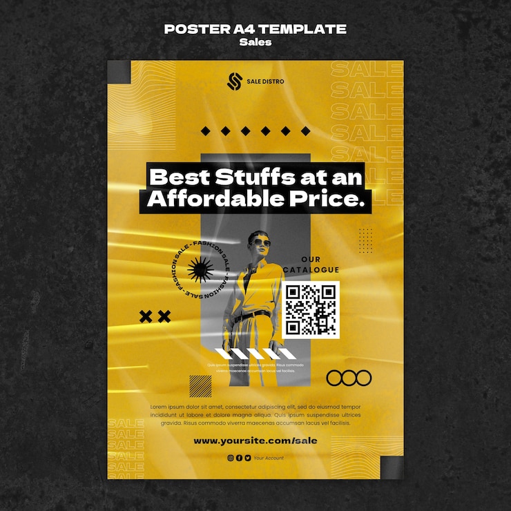 PSD gratuito modello di poster verticale per le vendite di moda