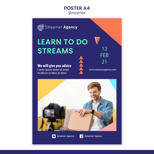 Modello di poster verticale per lo streaming di contenuti online