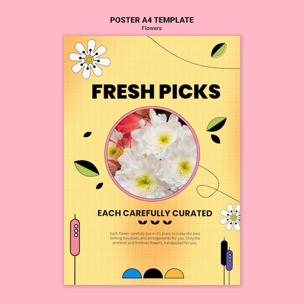 Modello di poster verticale per negozio di fiori