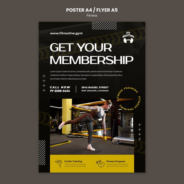 Modello di poster verticale per palestra e fitness