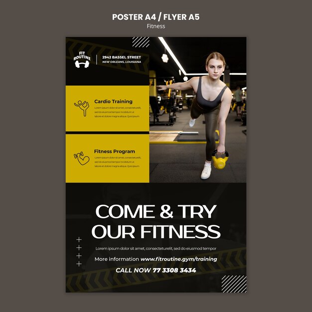 Modello di poster verticale per palestra e fitness