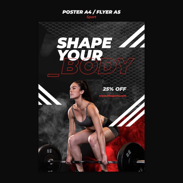 Modello di poster verticale per palestra e sport