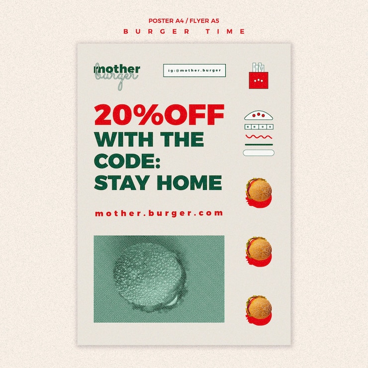 PSD gratuito modello di poster verticale per ristorante di hamburger