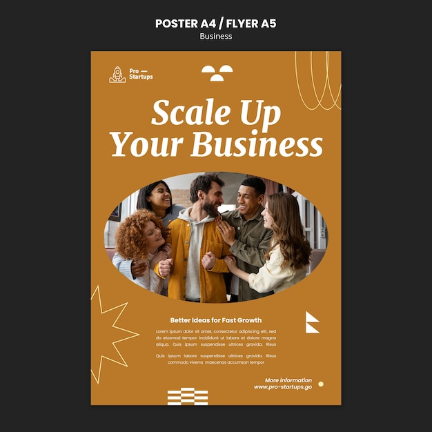 Modello di poster verticale per soluzioni aziendali creative con compagni di lavoro